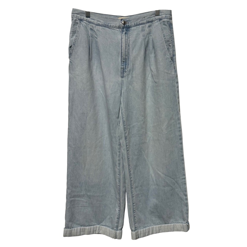 Madewell The Harlow‎ Wide Leg Jean  Blue Denim Pleated High Rise Women Size 28